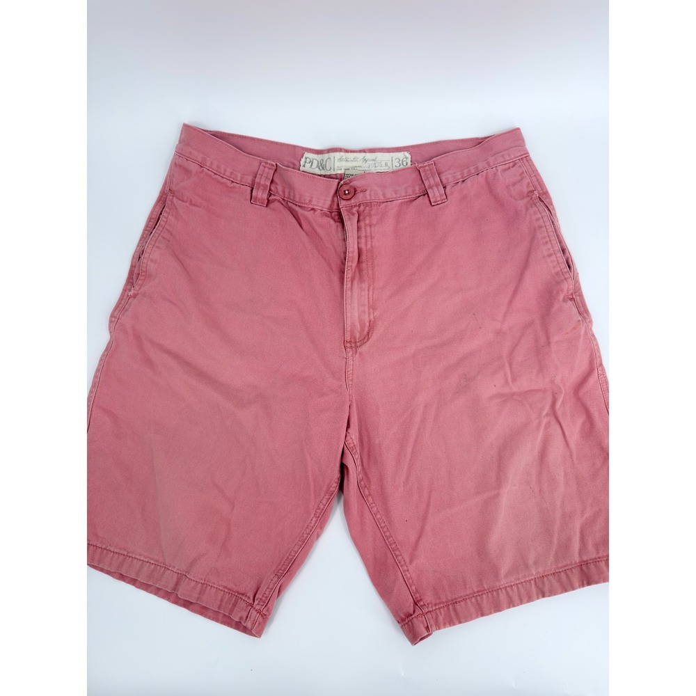 PD&C Chino Shorts Flat Front Y2K Men Size 36 Pink Authentic Apparel D63 Cotton